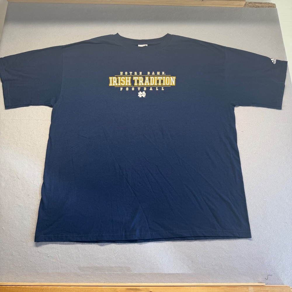 Adidas T-Shirt Mens 2XL Navy Notre Dame Irish Tradition Football Graphic Tee NWT